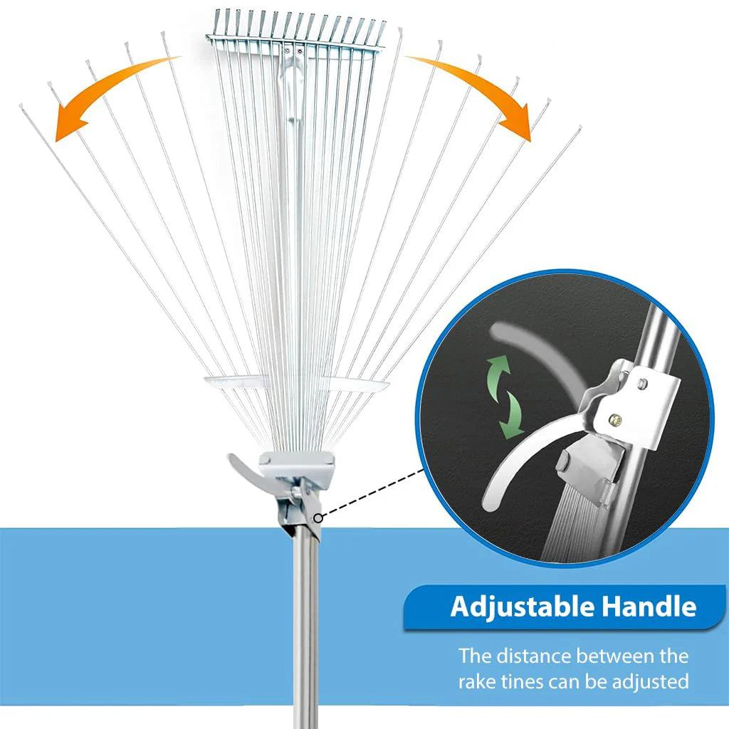 Retractable Garden Leaf Rake - Foldable Gardening Rake for Leaves