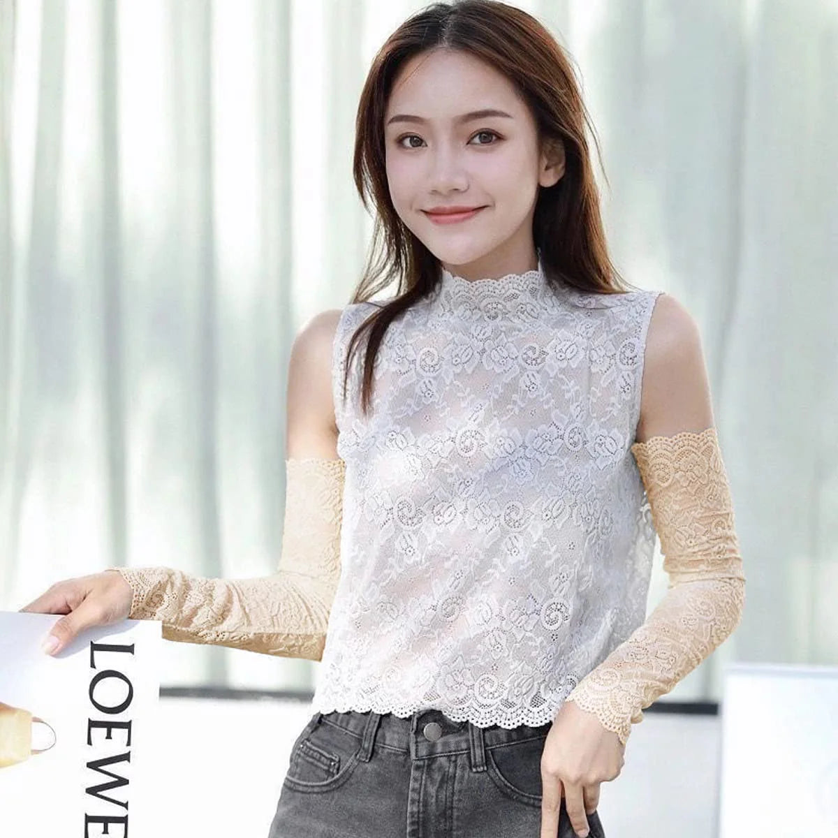 Floral Lace Cooling Arm Sleeves UV Protection for Women