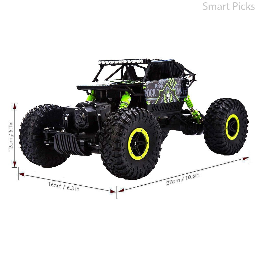Smart Picks 1:18 Rechargeable 4Wd Rally Car Rock Crawling Remote Control Monster Truck (Green)