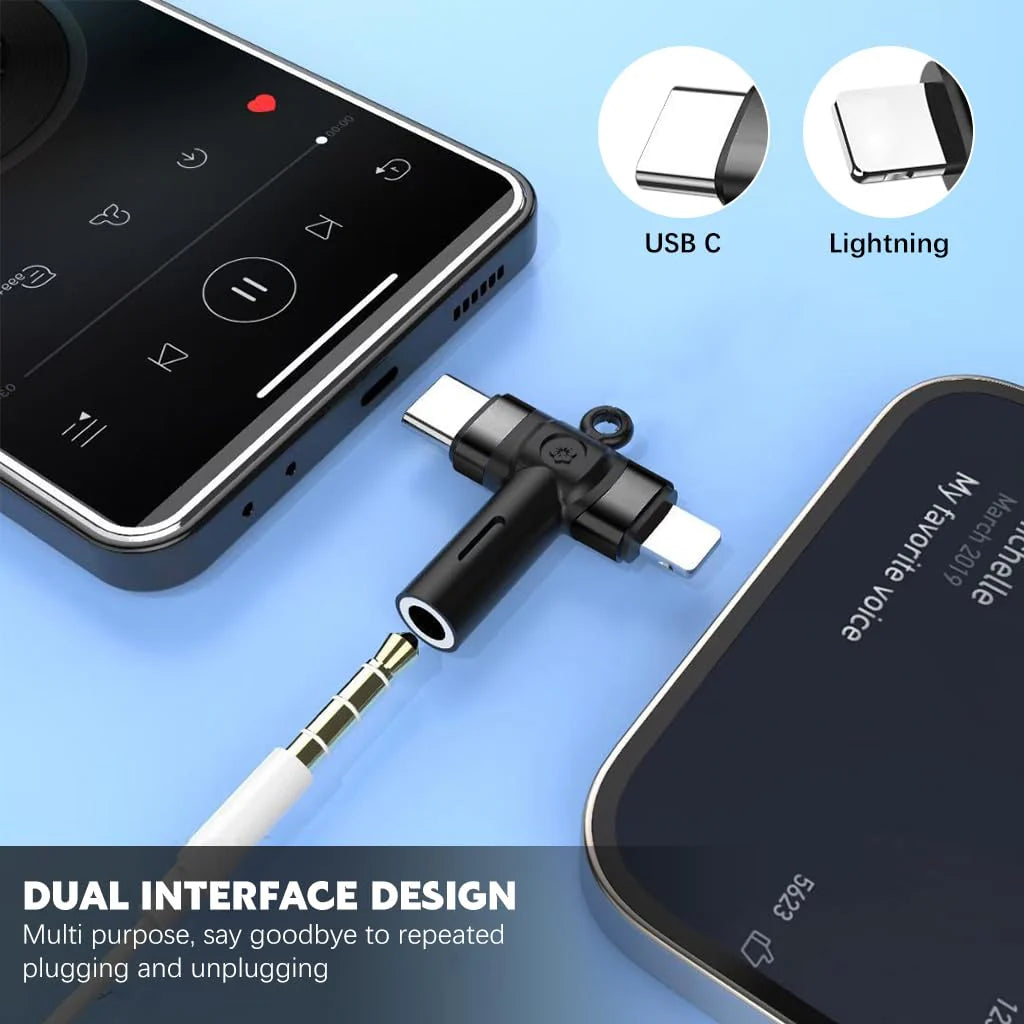 USB C to 3.5mm Audio Adapter 2-in-1 Aux Adapter for iPhone 15/14/13