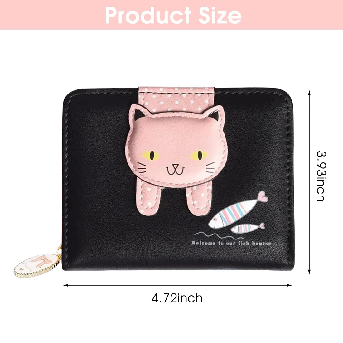 Small PU Leather Wallet with Rabbit Tassel Pendant