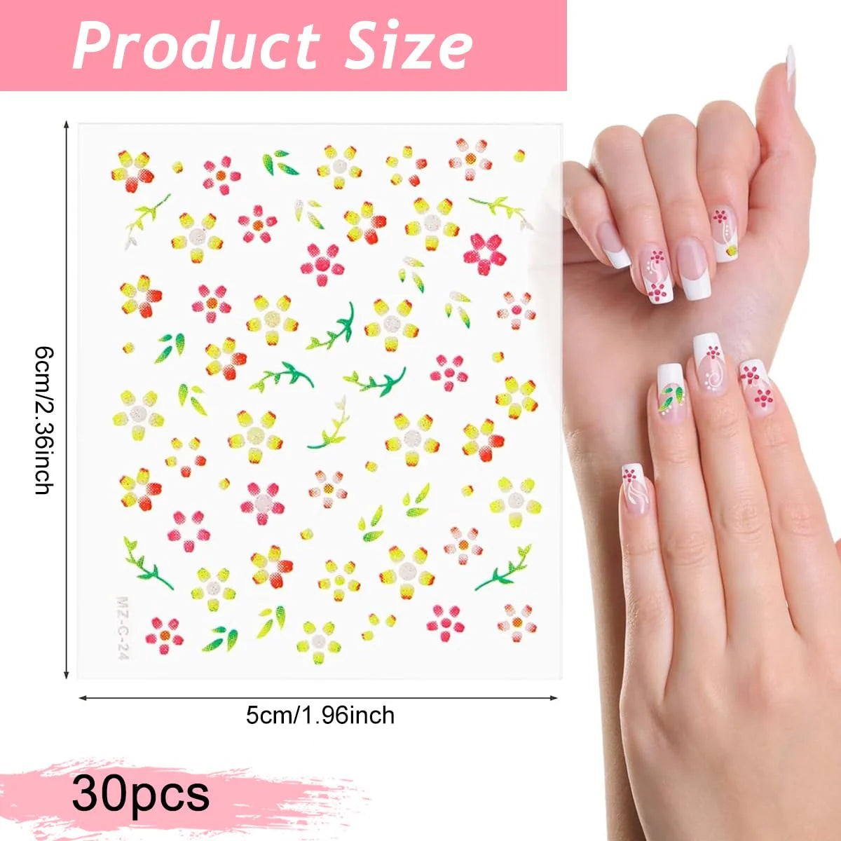 30 Sheet Mini Colorful Daisy Nail Art