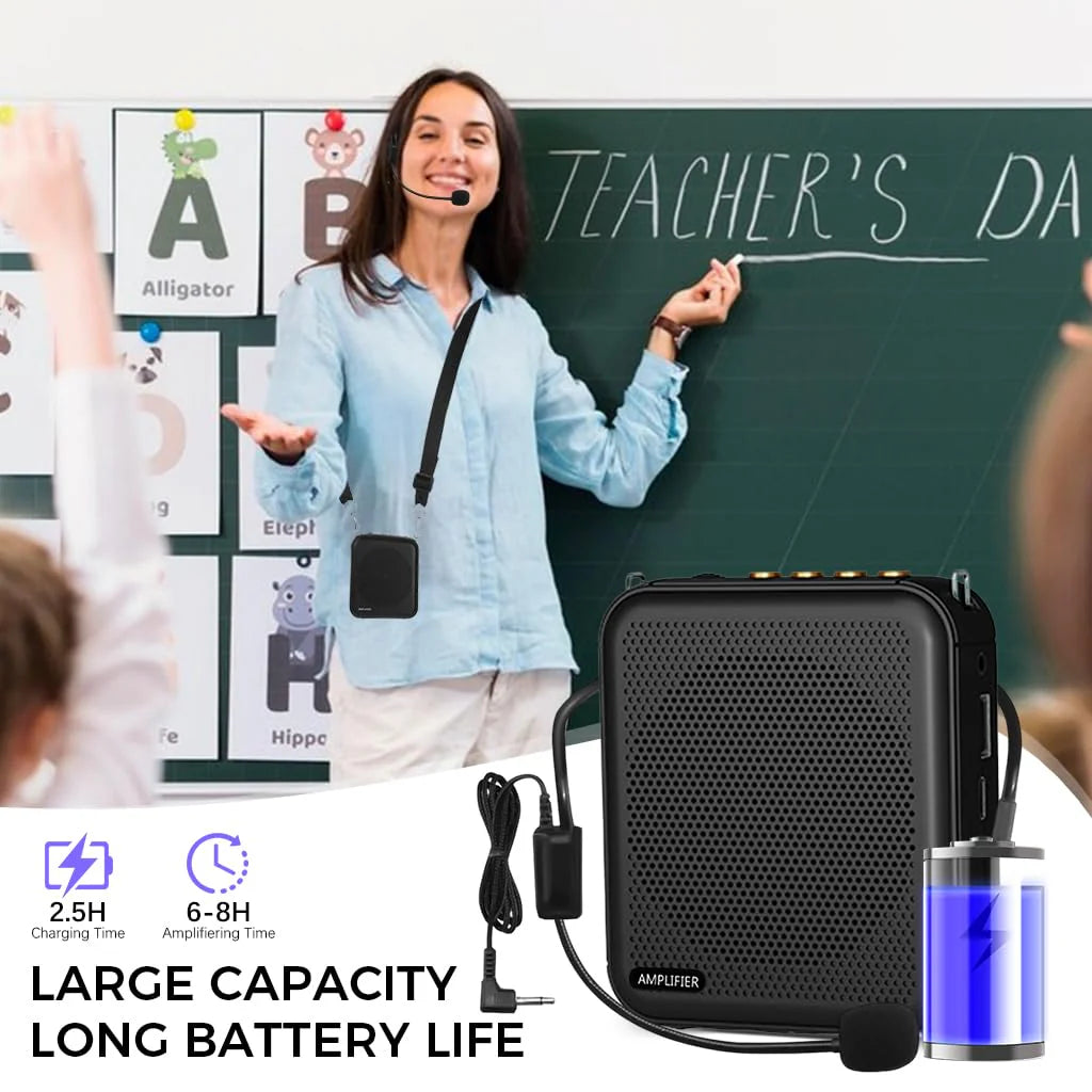 10W Mini Voice Amplifier Portable Rechargeable with Wired Microphone Headset