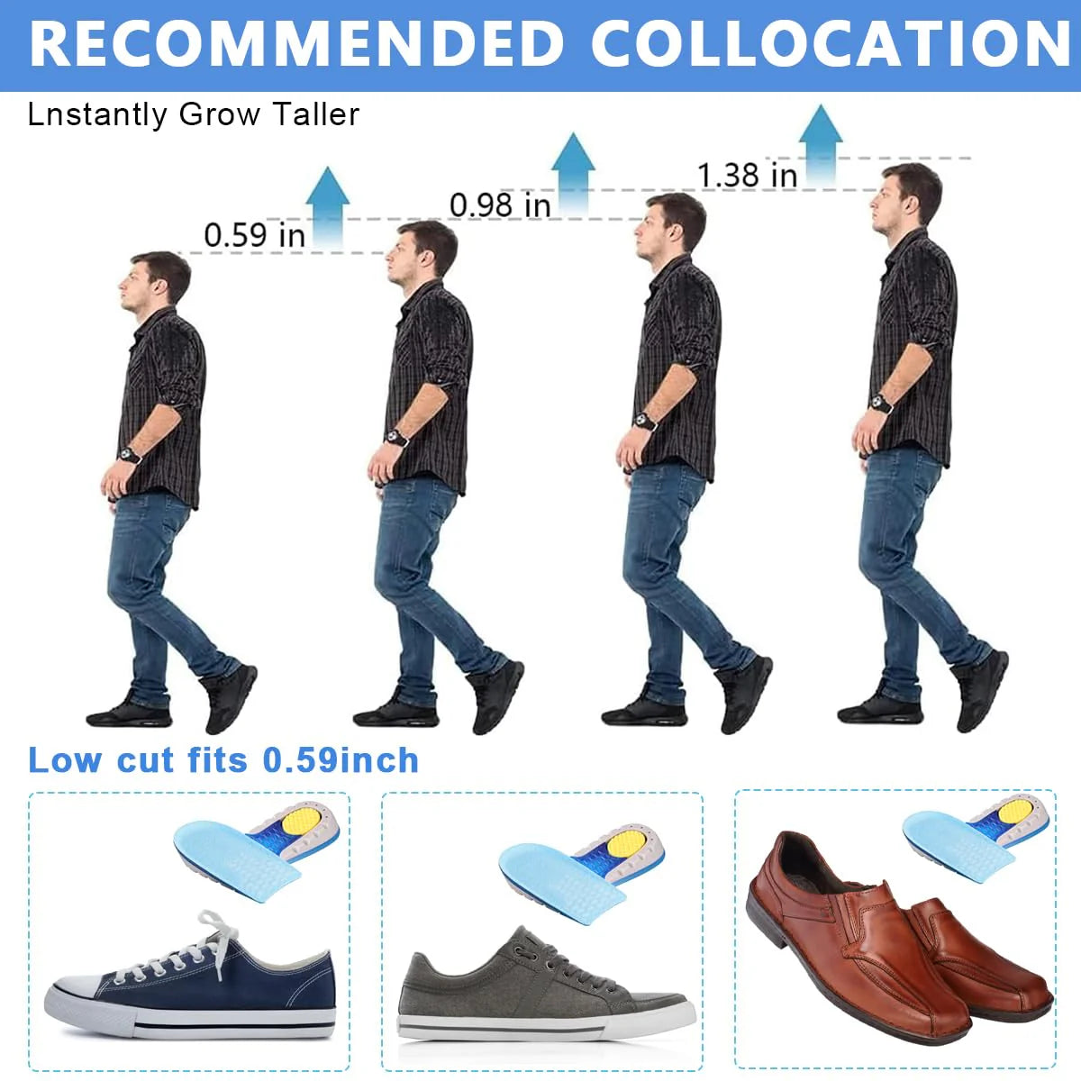 Silicone Heel Lift Inserts for Pain Relief