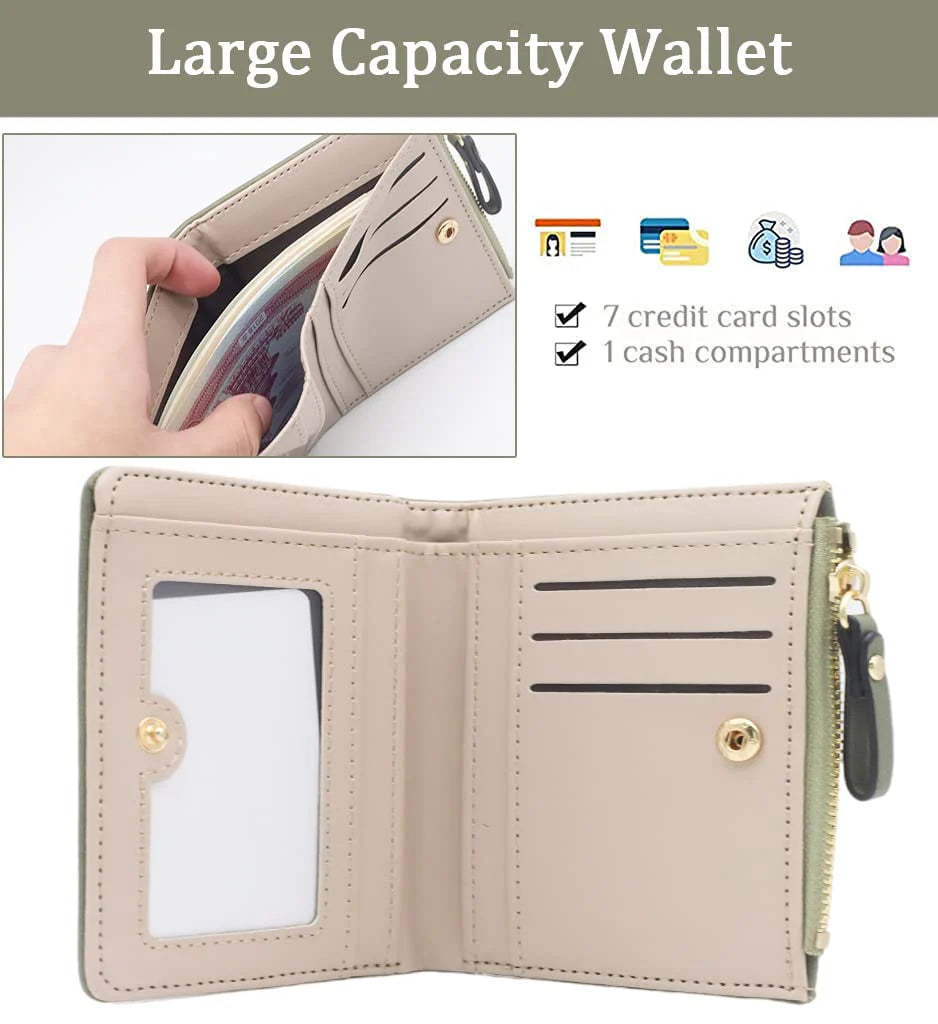 Leather Mini Wallet with Animal Embroidery Card Holder