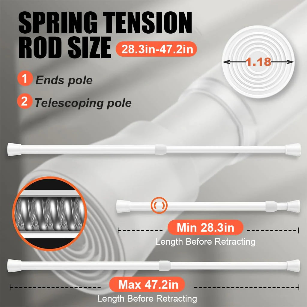 Retractable Curtain Rod 28.7-43 Inches, 13mm Diameter