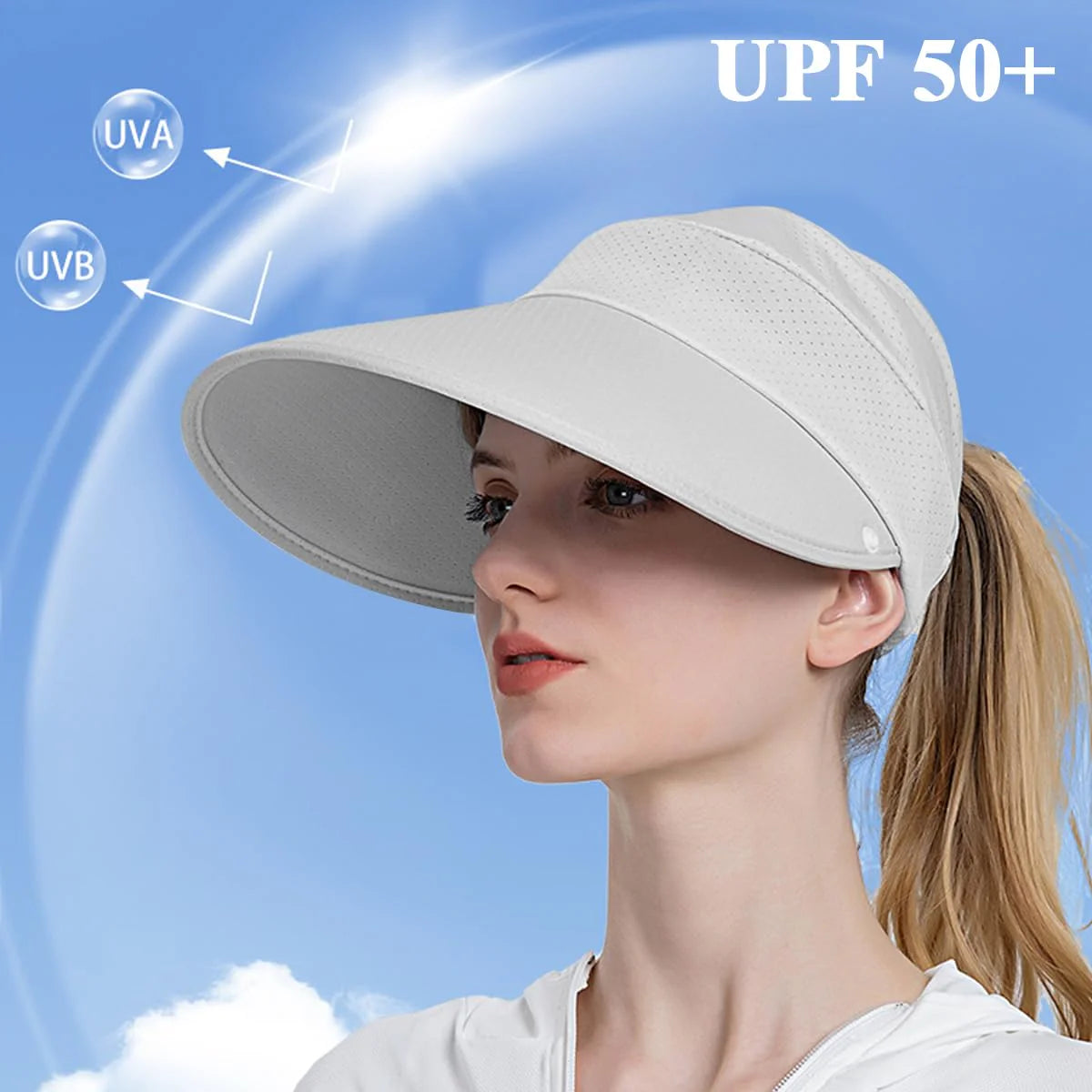 Wide Brim Hat with Detachable Face Cover UV Protection