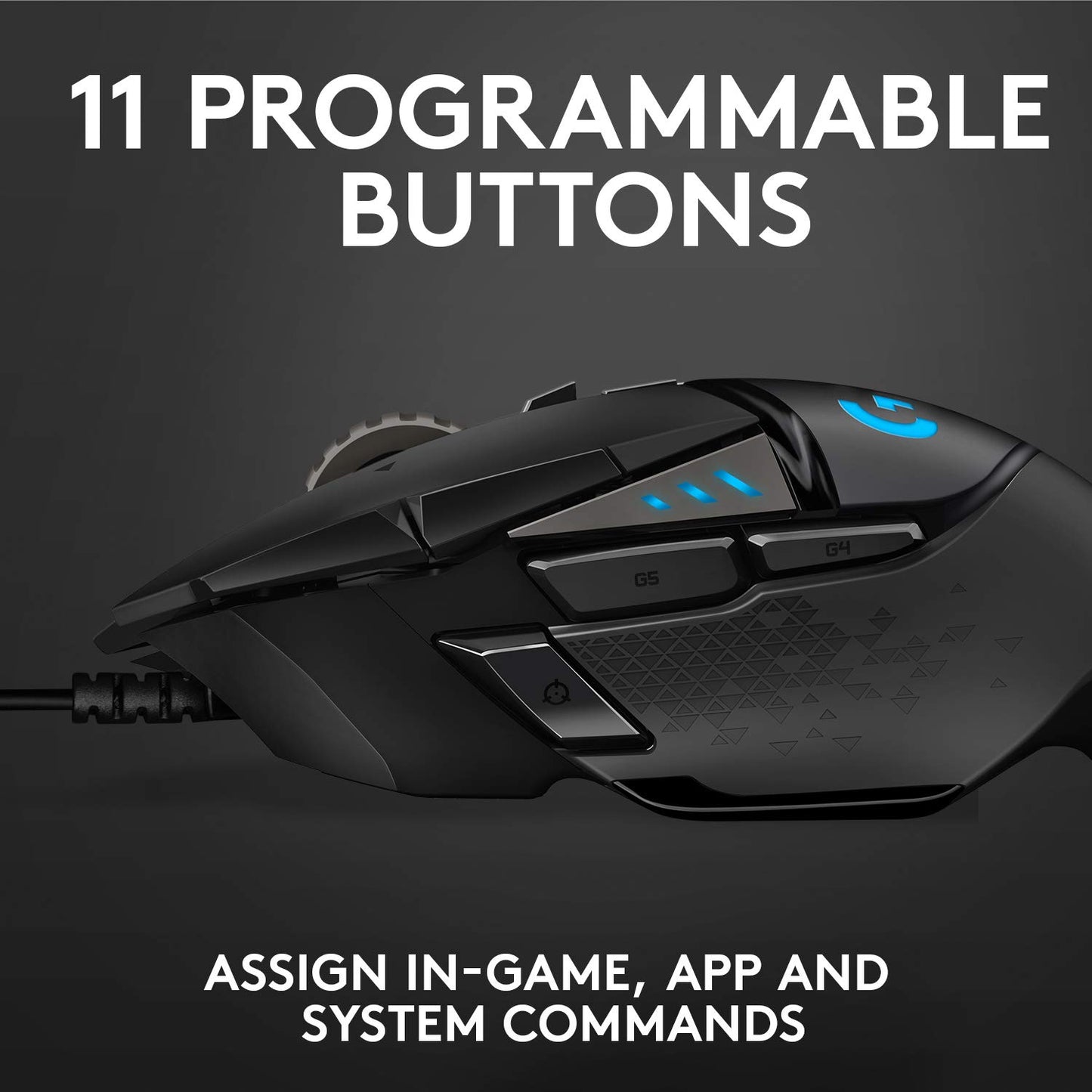 Logitech G502 Hero High Performance Wired Gaming Mouse, Hero 16K Sensor, 16,000 DPI, RGB, Adjustable Weights, 11 Programmable Buttons, On-Board Memory, PC/Mac - Black