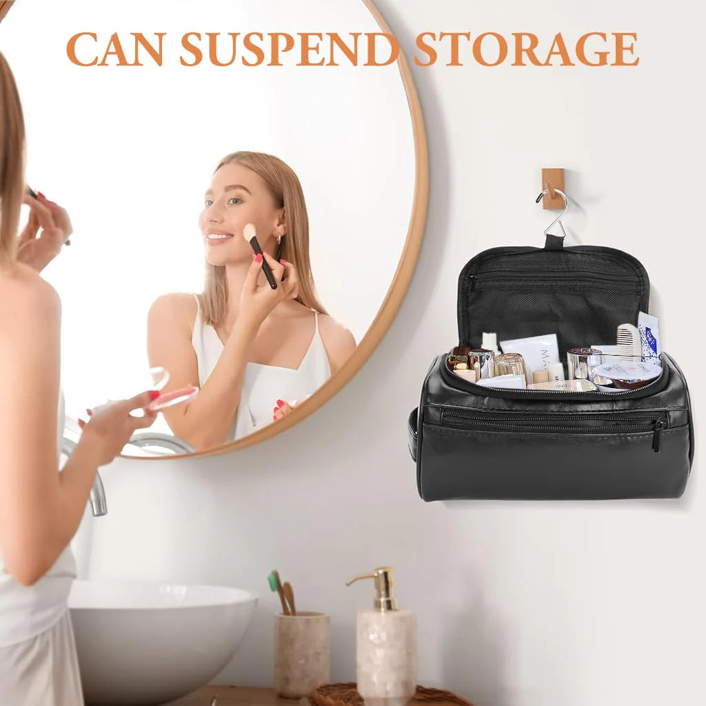 Stylish Large Capacity Waterproof PU Makeup Bag with Handle