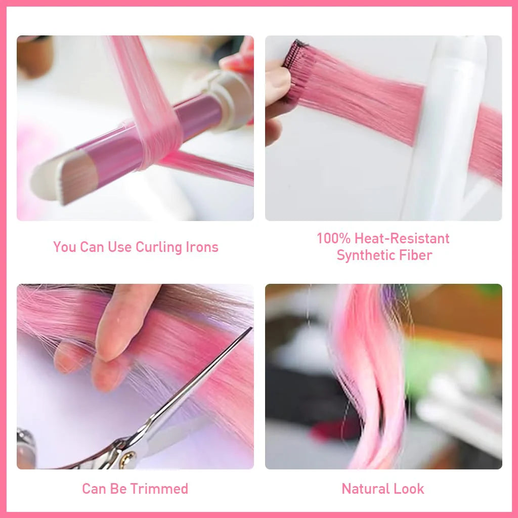 Synthetic Fiber Tinsel Hair Extensions for Women