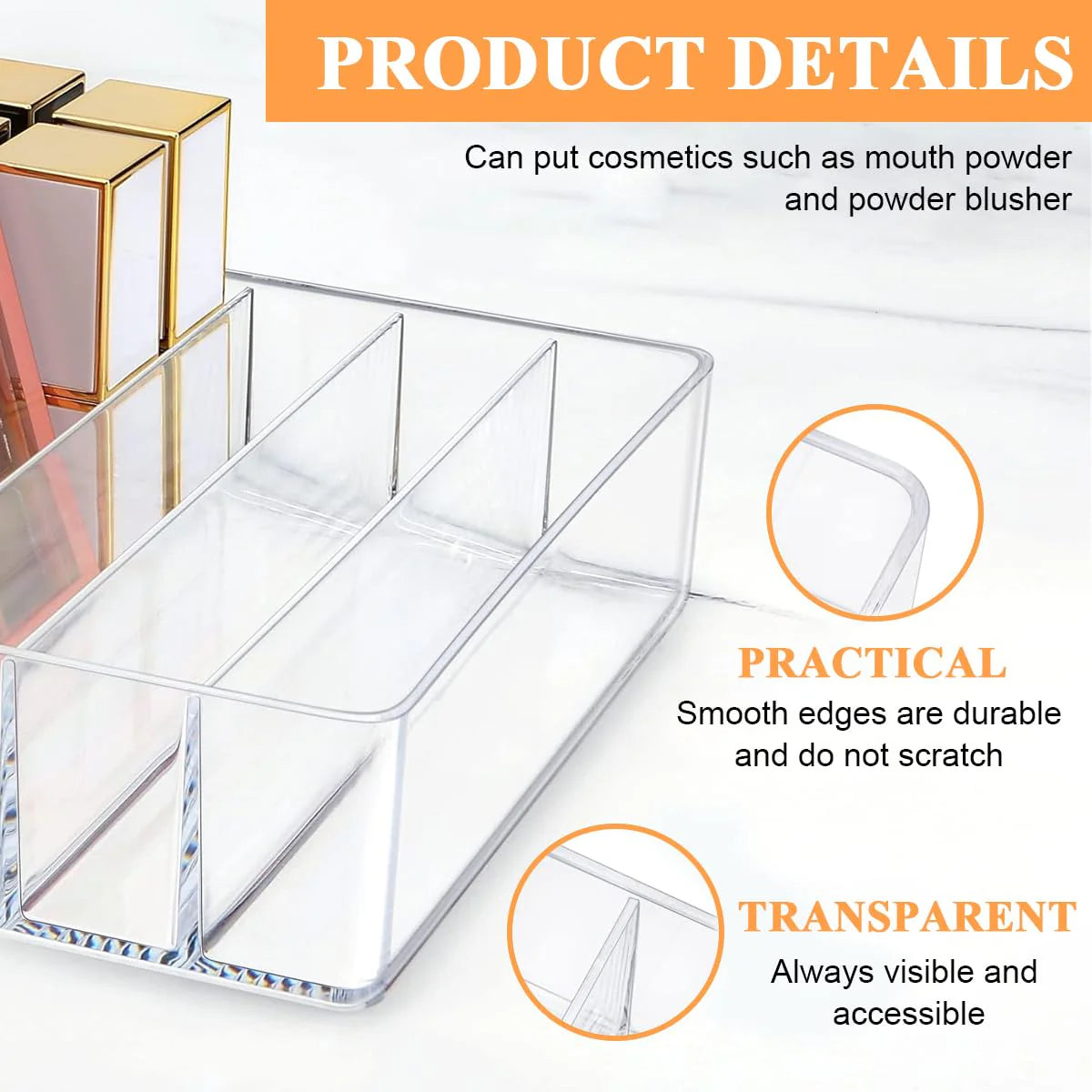 Clear Acrylic Makeup Organizer for Vanity 7 Sections