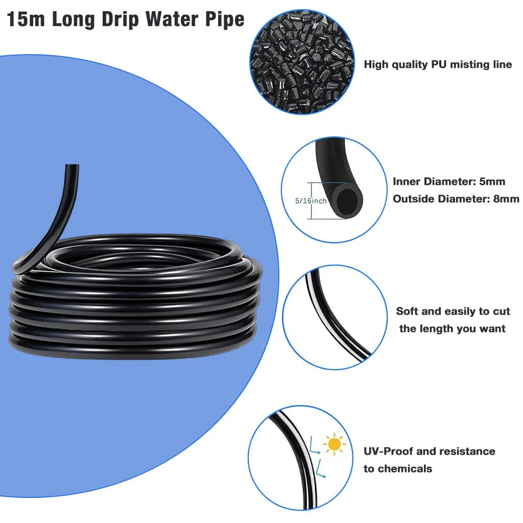 Slow Drip Irrigation Kit 15m Long Drip Water Pipe