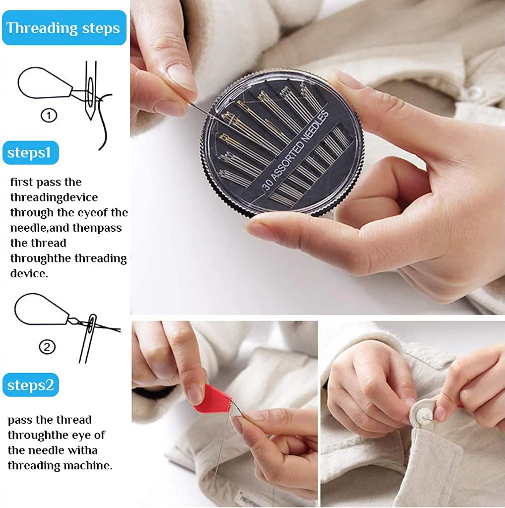 Sewing Kit 126pcs Needle and Thread Kit with Cotton Thread Bobbins