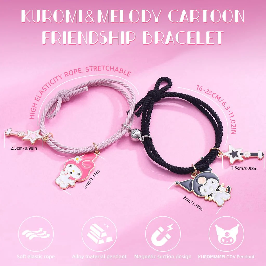 2Pcs Kuromi Magnetic Friendship Bracelets for Girls