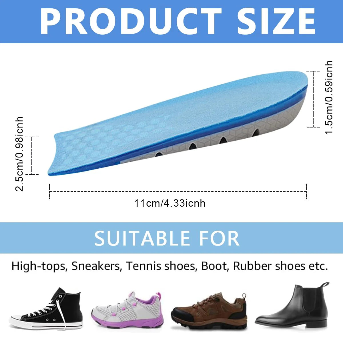 Silicone Heel Lift Inserts for Pain Relief