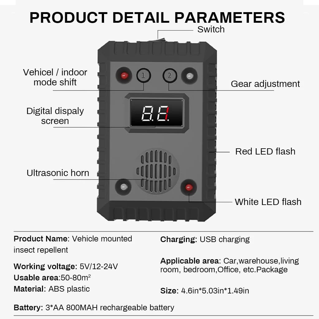 Ultrasonic Animal Repeller for Car, Battery Operated Mouse Repeller