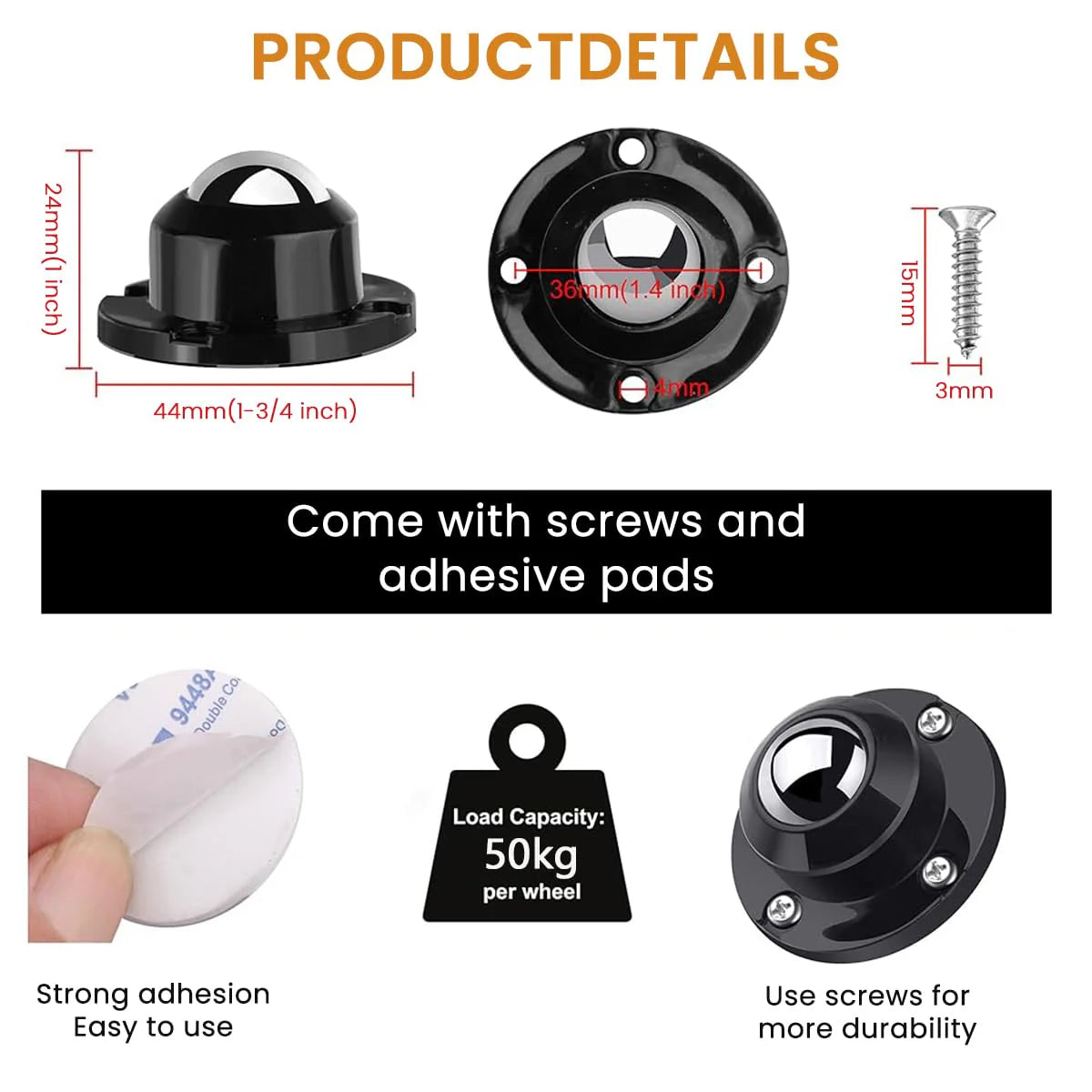 Caster Wheel Self Adhesive Caster Wheel 360° Swivel Wheels