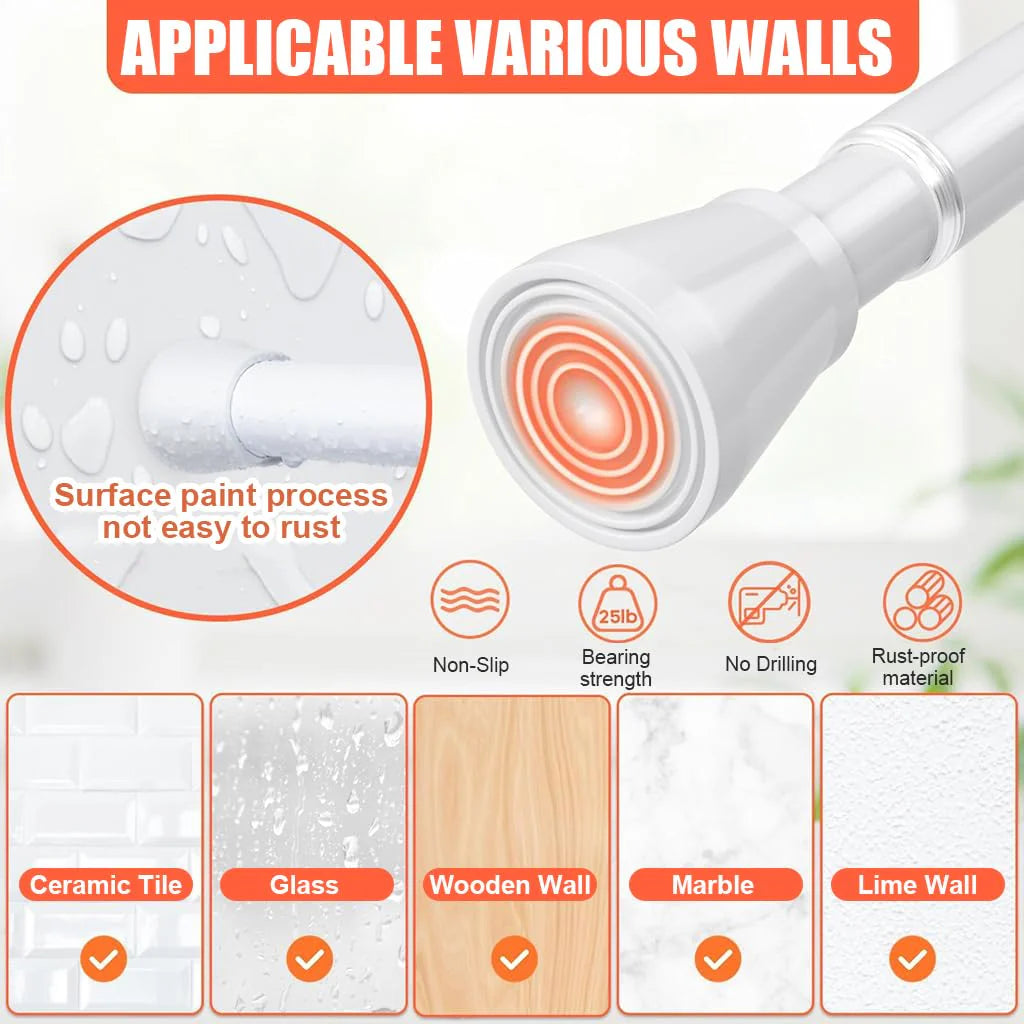 Retractable Curtain Rod 28.7-43 Inches, 13mm Diameter