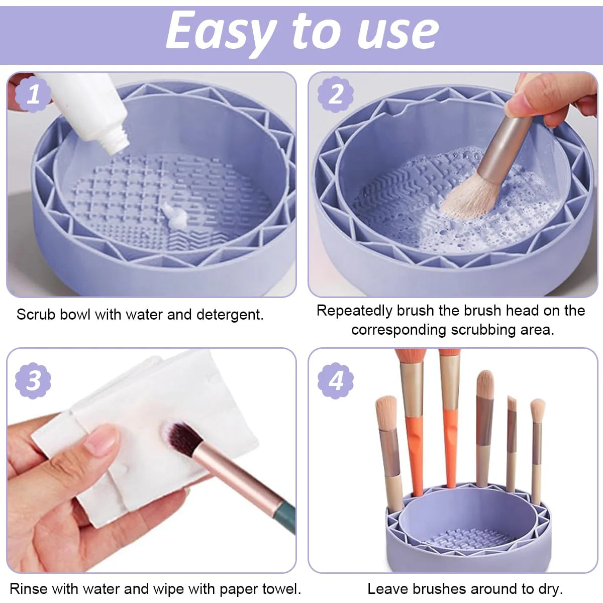 Silicone Makeup Brush Cleaner & Drying Holder 2-in-1 Design