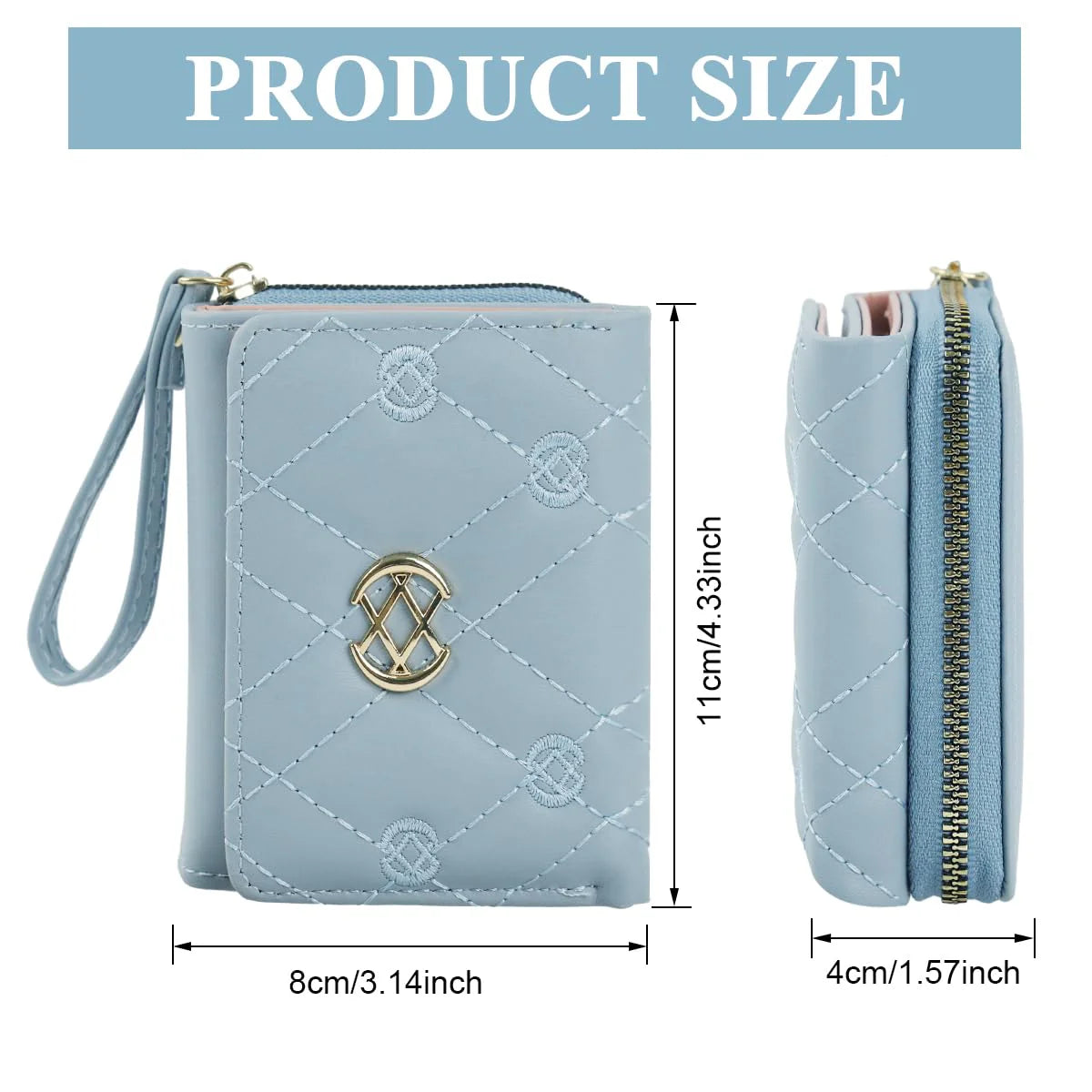 Small PU Leather Card Coin Clutch Wallet Blue