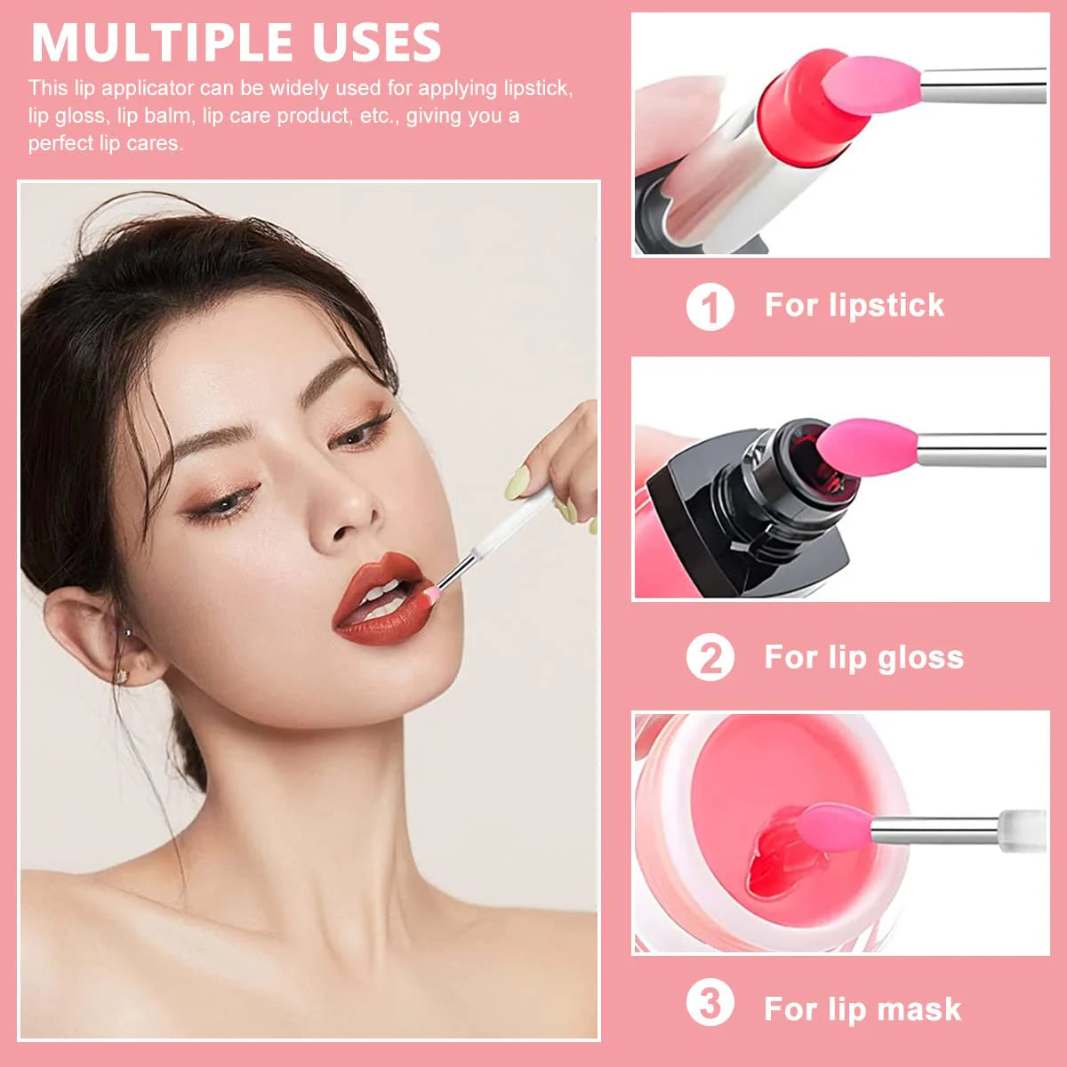 Reusable Silicone Lip Applicator with Cover