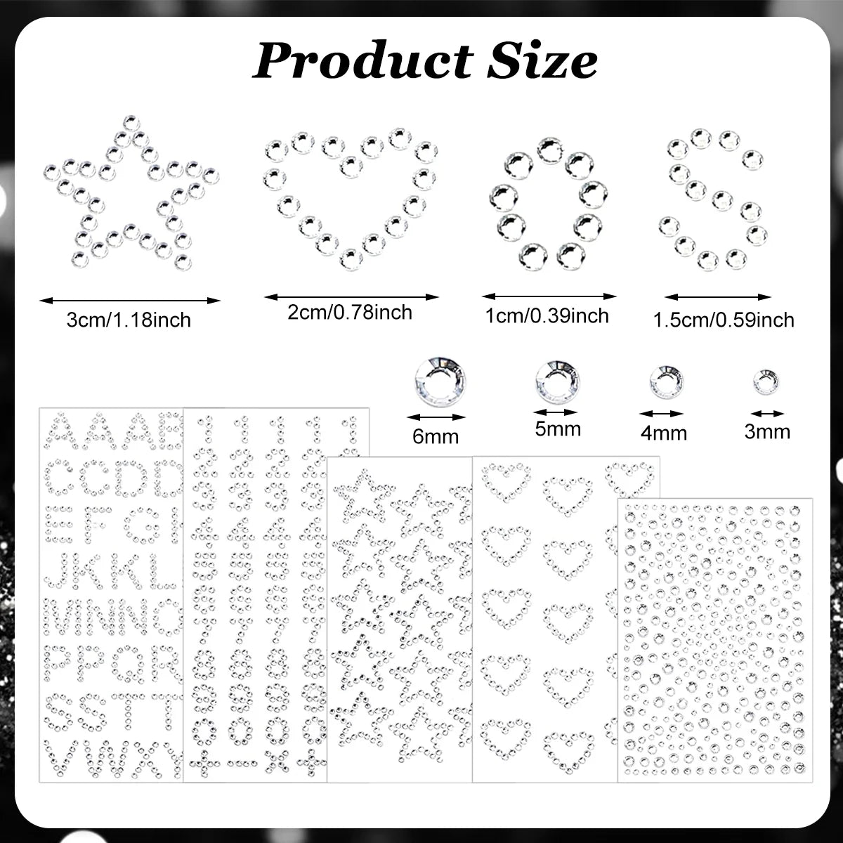 Shimmering Heart Numbers Stickers for Face