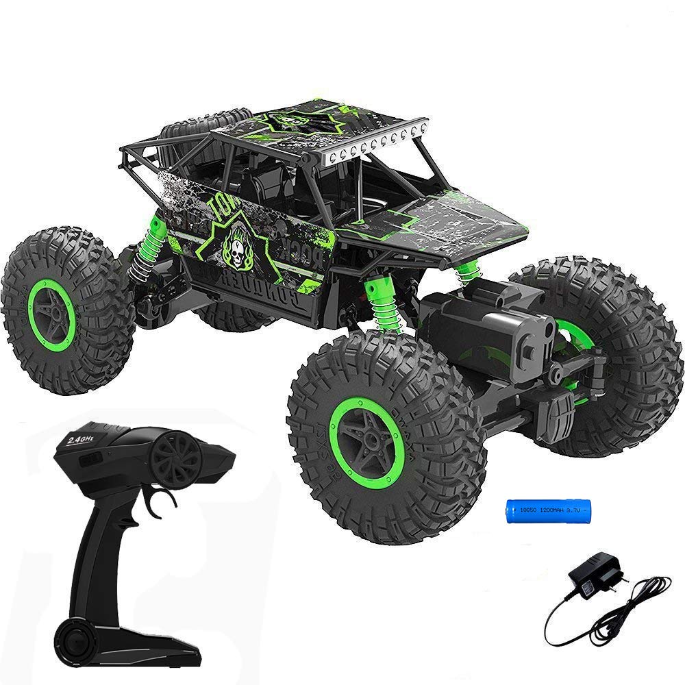 Smart Picks 1:18 Rechargeable 4Wd Rally Car Rock Crawling Remote Control Monster Truck (Green)
