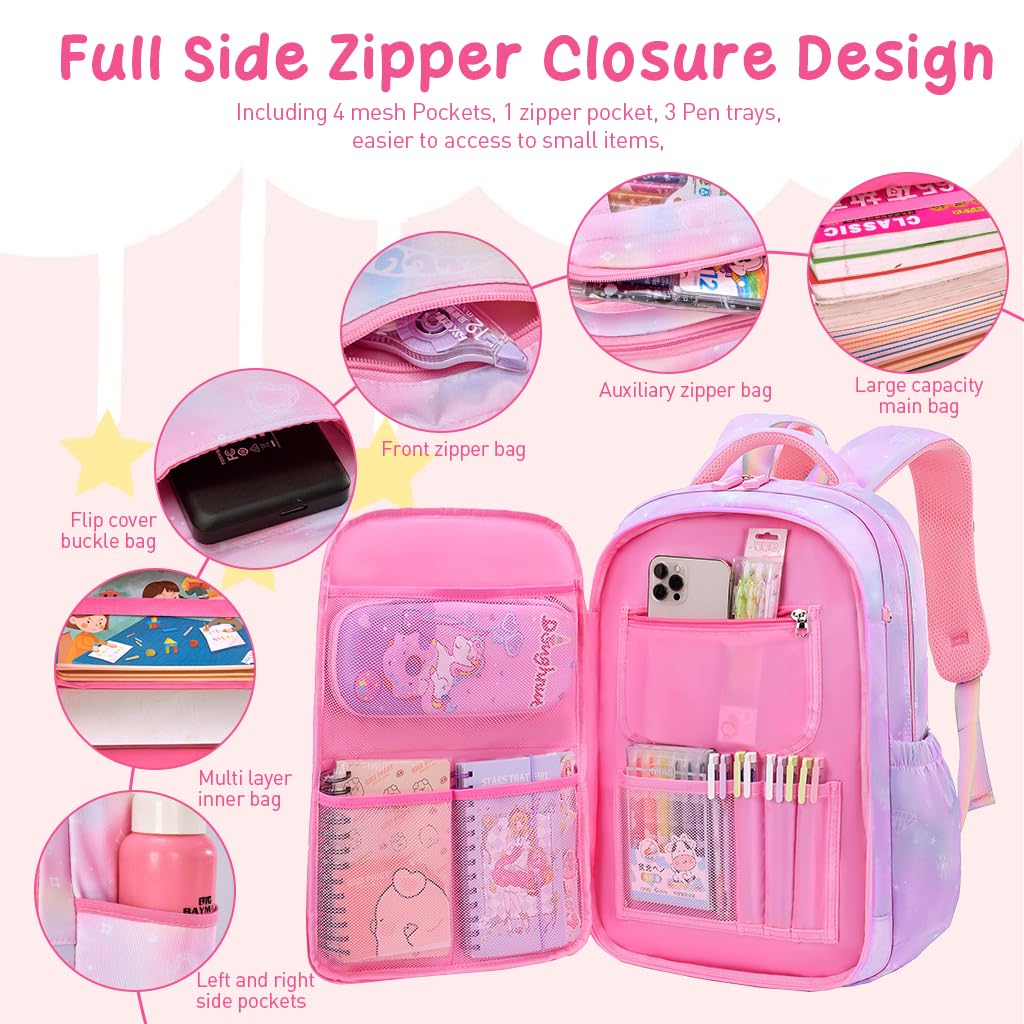 Cartoon Stylish School Backpack for Girls 7-12 Years