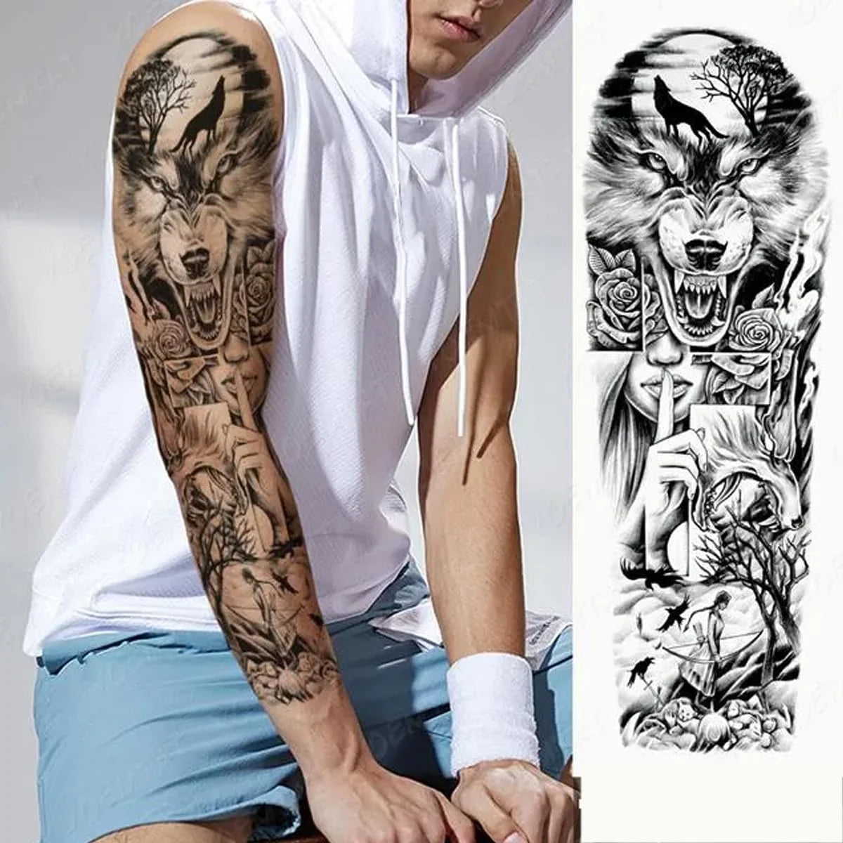 Forearm Tattoo for Men Women Large Temporary