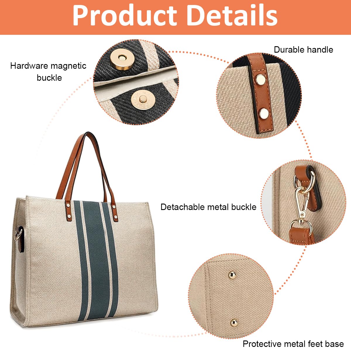 Tote Bag Women Large Canvas Shoulder Bag for Daily/Travel