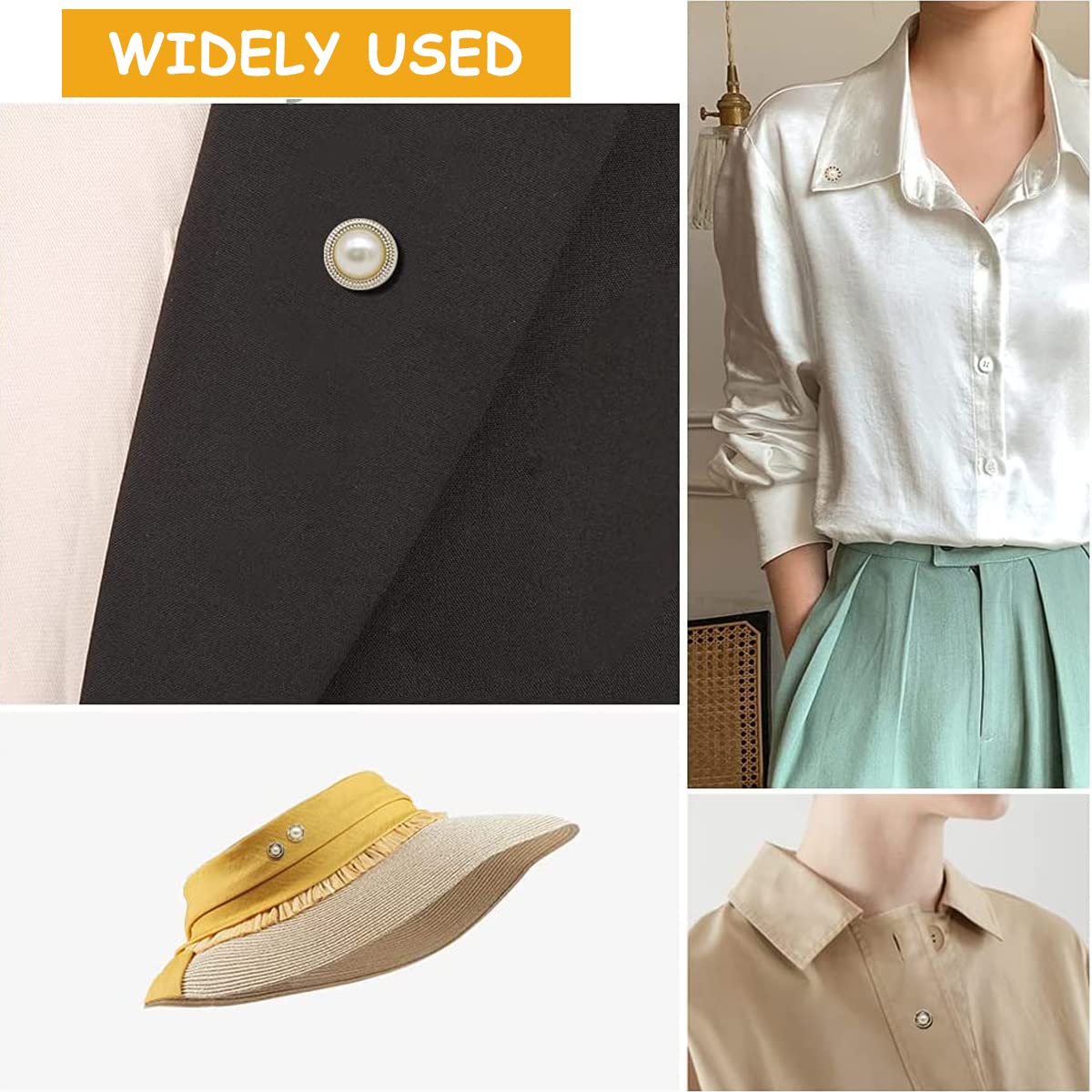 30Pcs Mini Pearl Brooch Safety Buttons Cover Up
