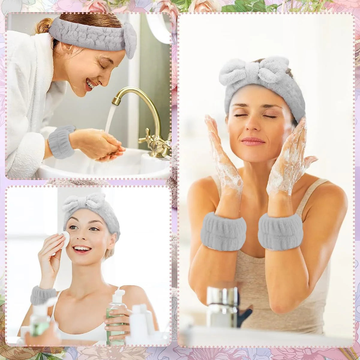 Spa Headband & Wristband Set Face Wash Towel