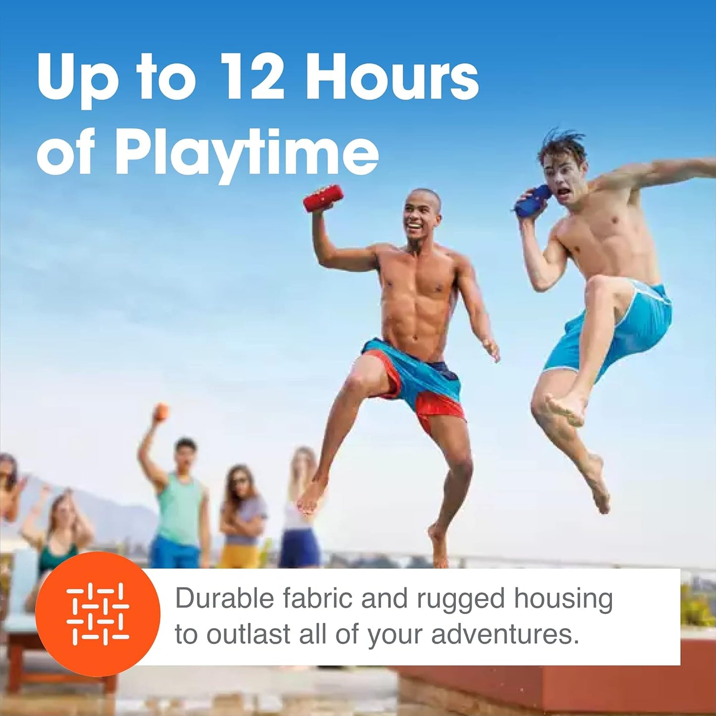 JBL Flip 4 Wireless Bluetooth Speaker, JBL Signature Sound, Waterproof, IPX7, AUX, Squad