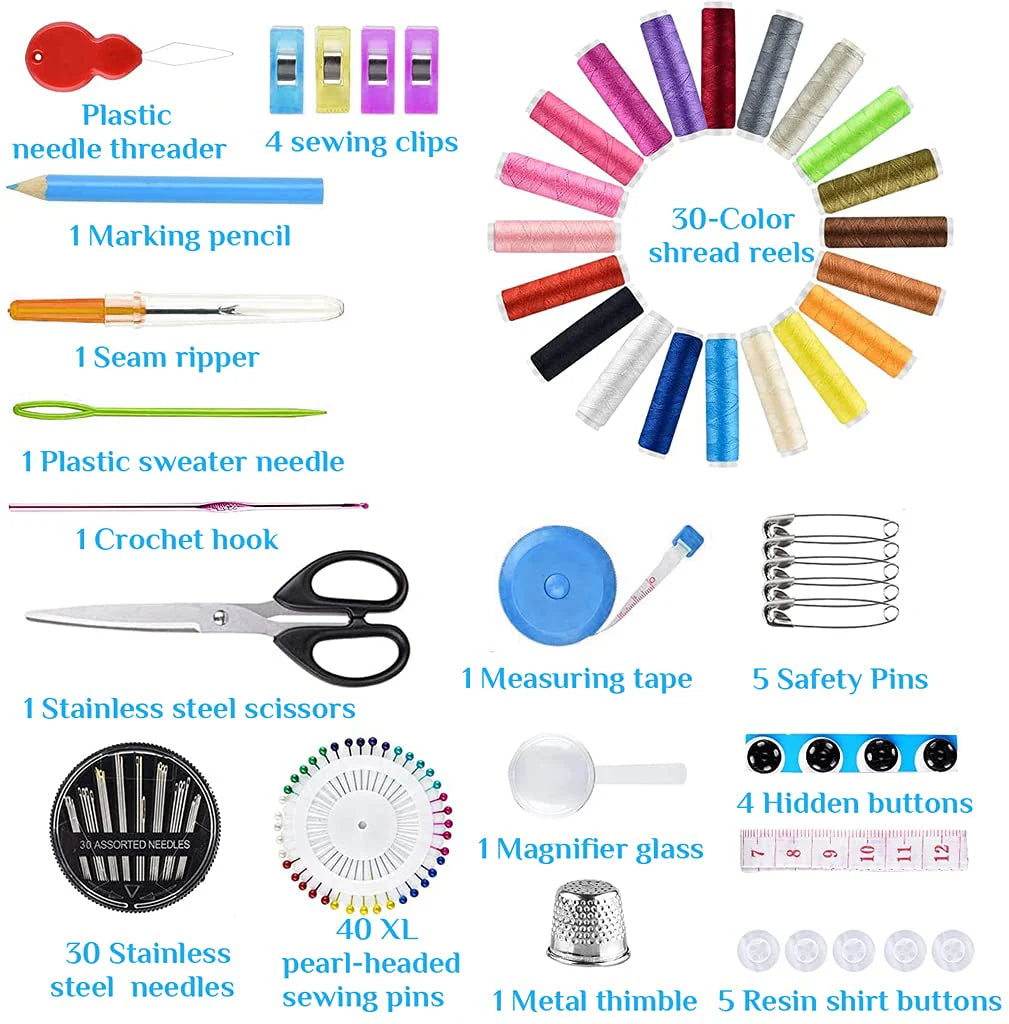 Sewing Kit 126pcs Needle and Thread Kit with Cotton Thread Bobbins