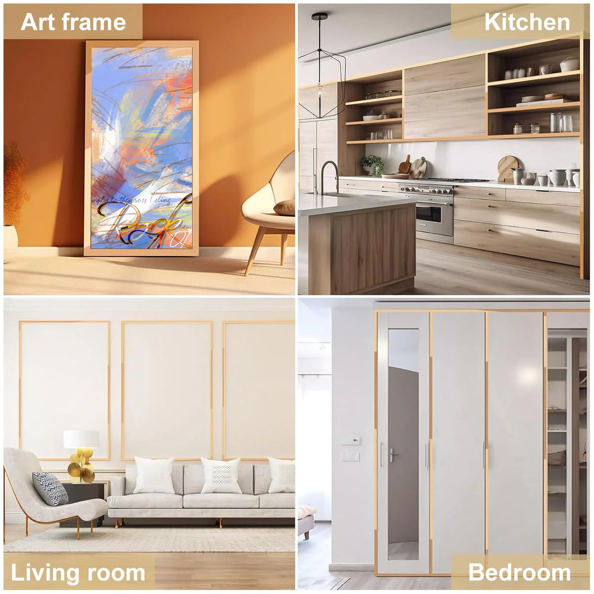 16.4ft Golden Metal Trim Wall Strip Self Adhesive Peel and Stick