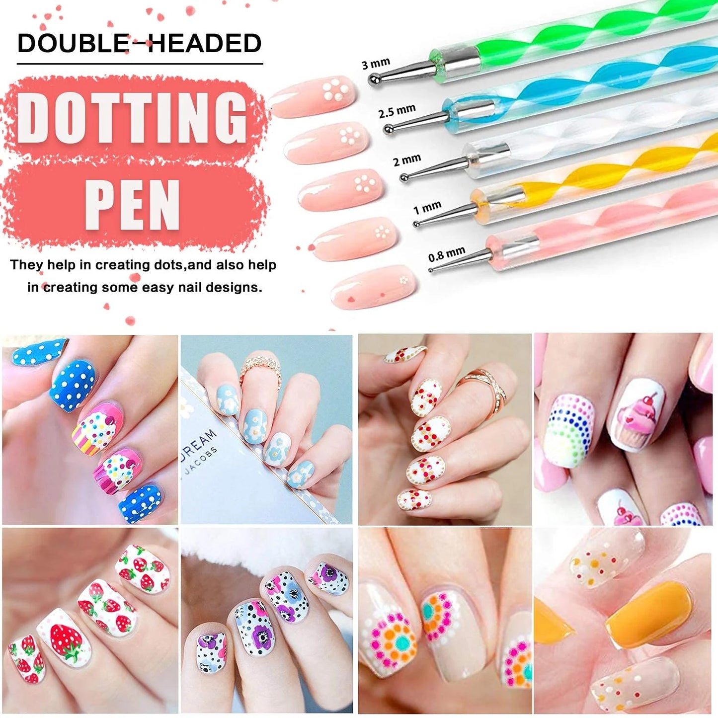 3D Nail Art Stamping Kit with Pen & Brush, Stickers, Rhinestones