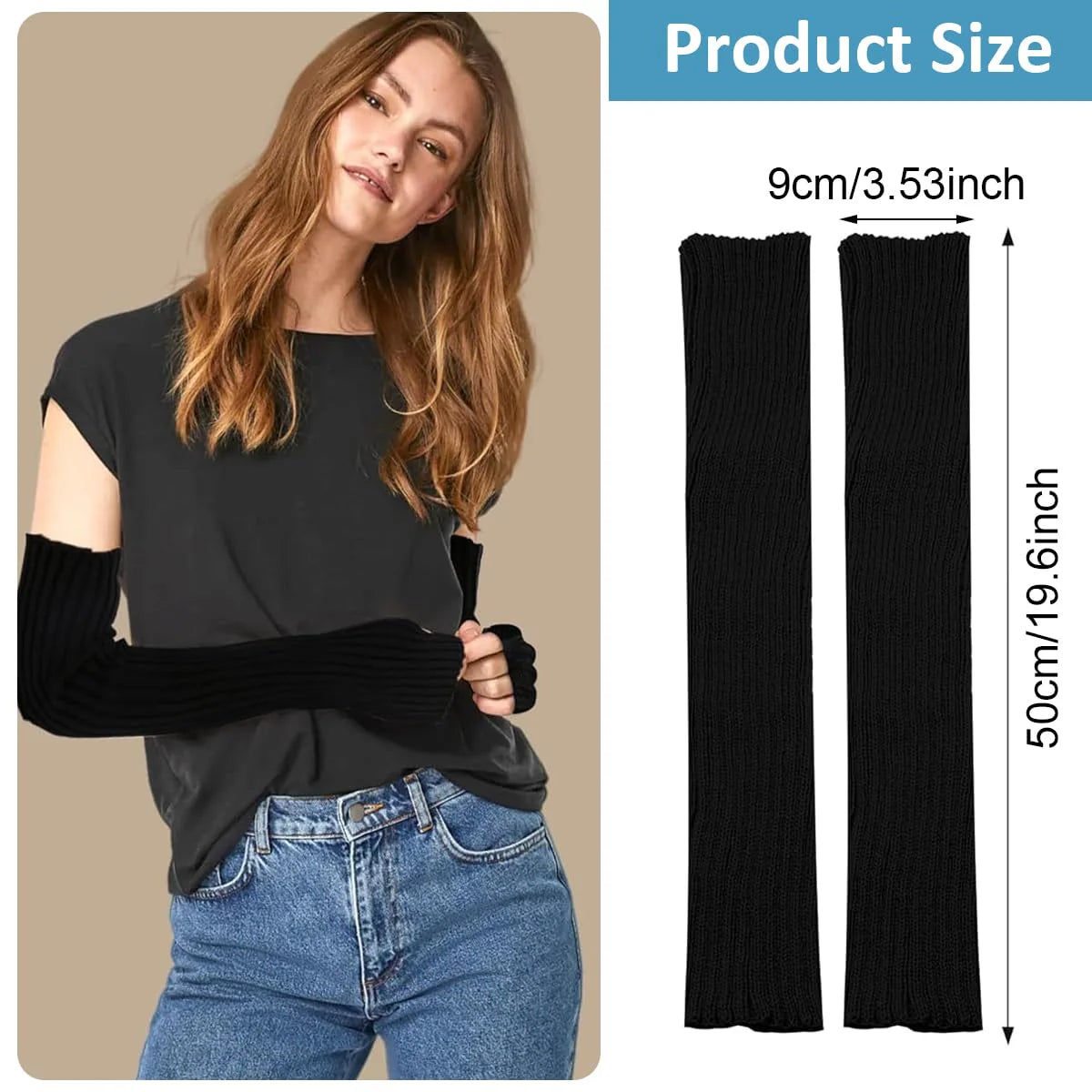 Arm Warmers for Women, Long Fingerless Gloves for Teen Girls