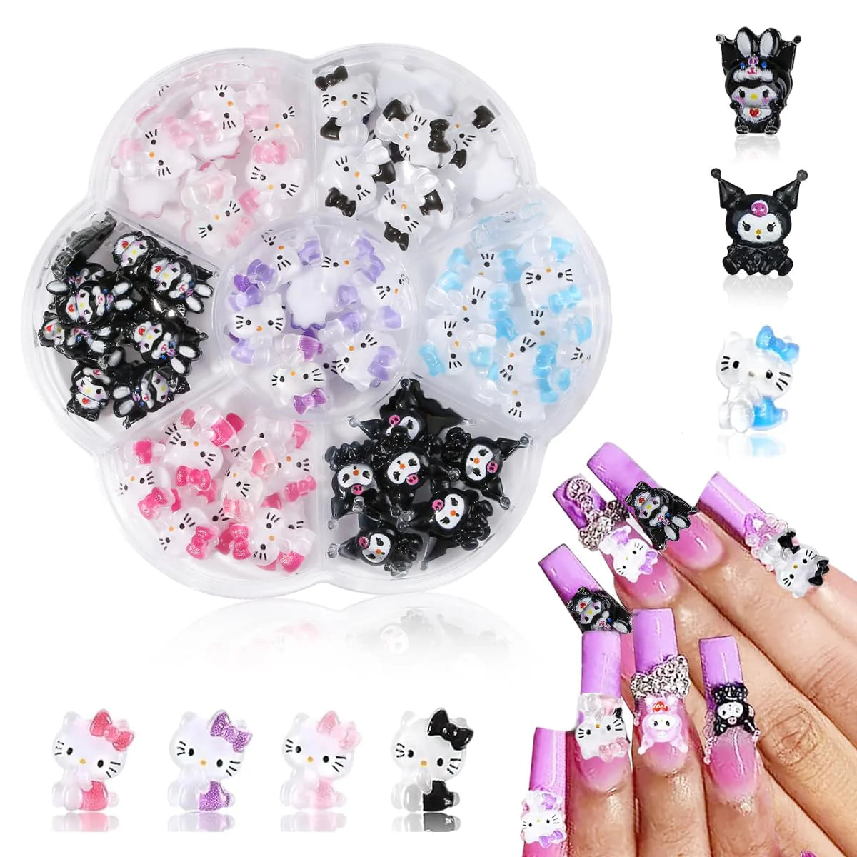 70Pcs Sanrio Nail Decal Charms DIY Nail Art