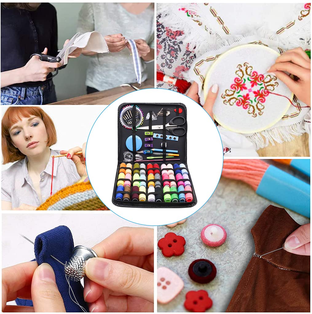 Sewing Kit 126pcs Needle and Thread Kit with Cotton Thread Bobbins