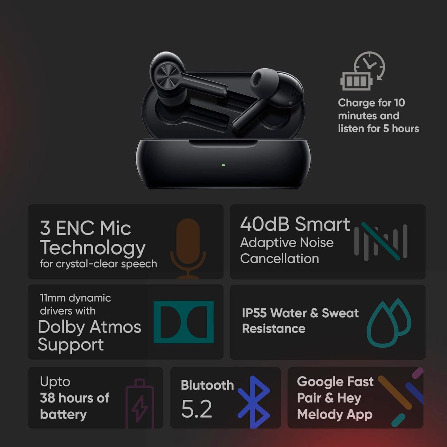 Oneplus Buds Z2 Obsidian Black Bluetooth Truly Wireless