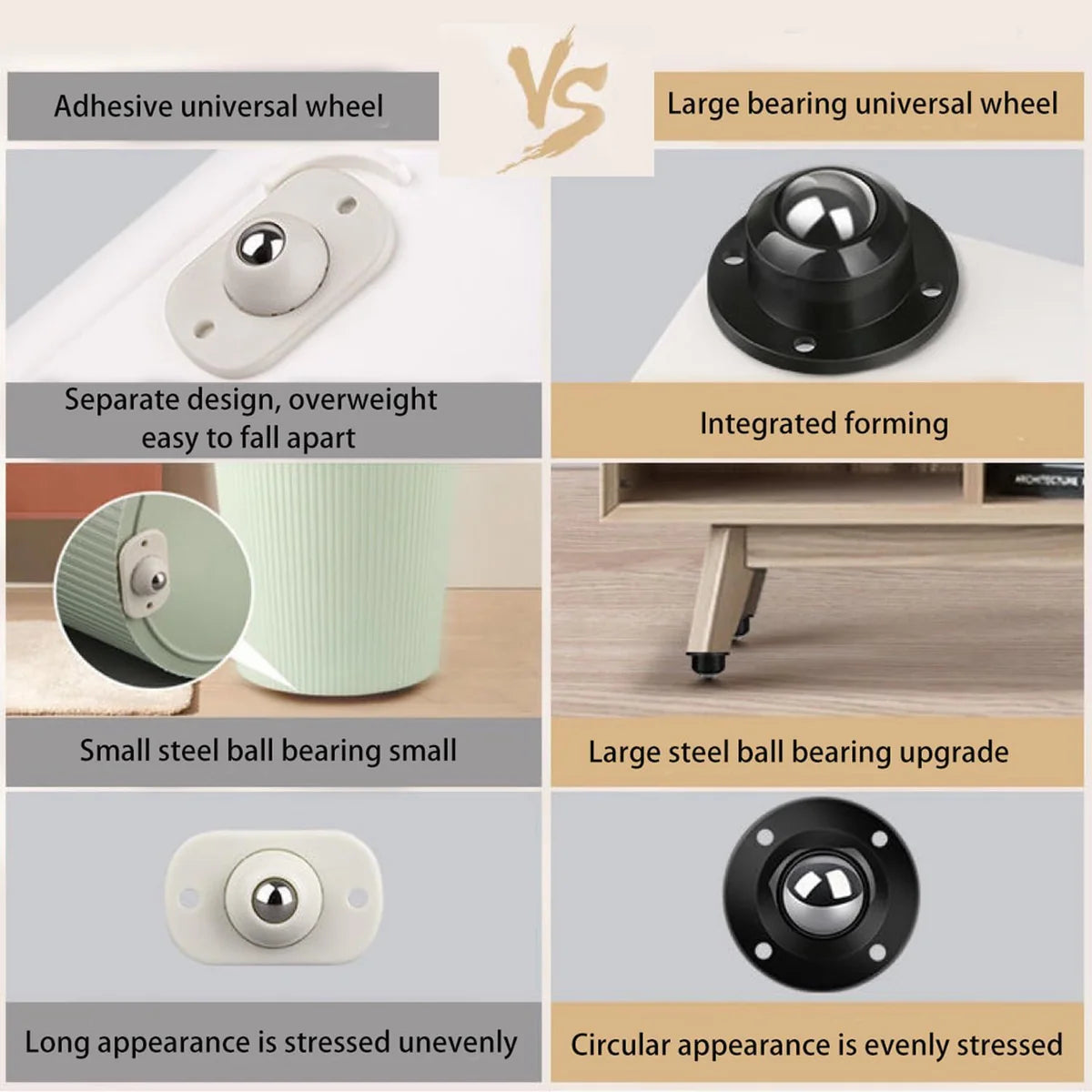 Caster Wheel Self Adhesive Caster Wheel 360° Swivel Wheels