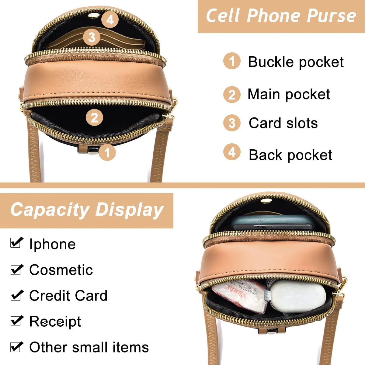 Mini Phone Bag Women PU Crossbody Card Sling Bag