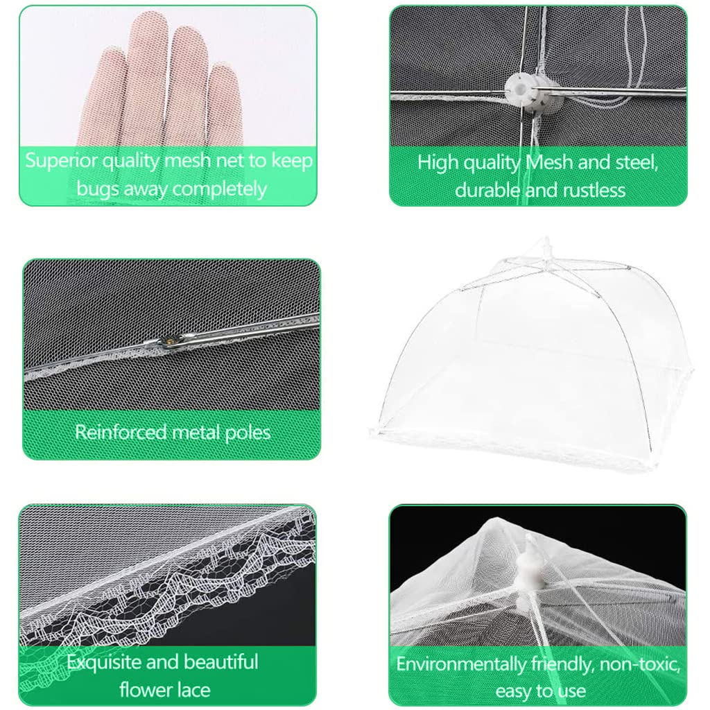 4 Pack Food Cover Tents, Pop-Up Mesh Food Covers Tent Umbrella