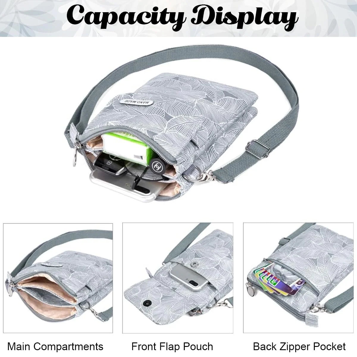 Minimalist Print Canvas Phone Crossbody Sling Bag