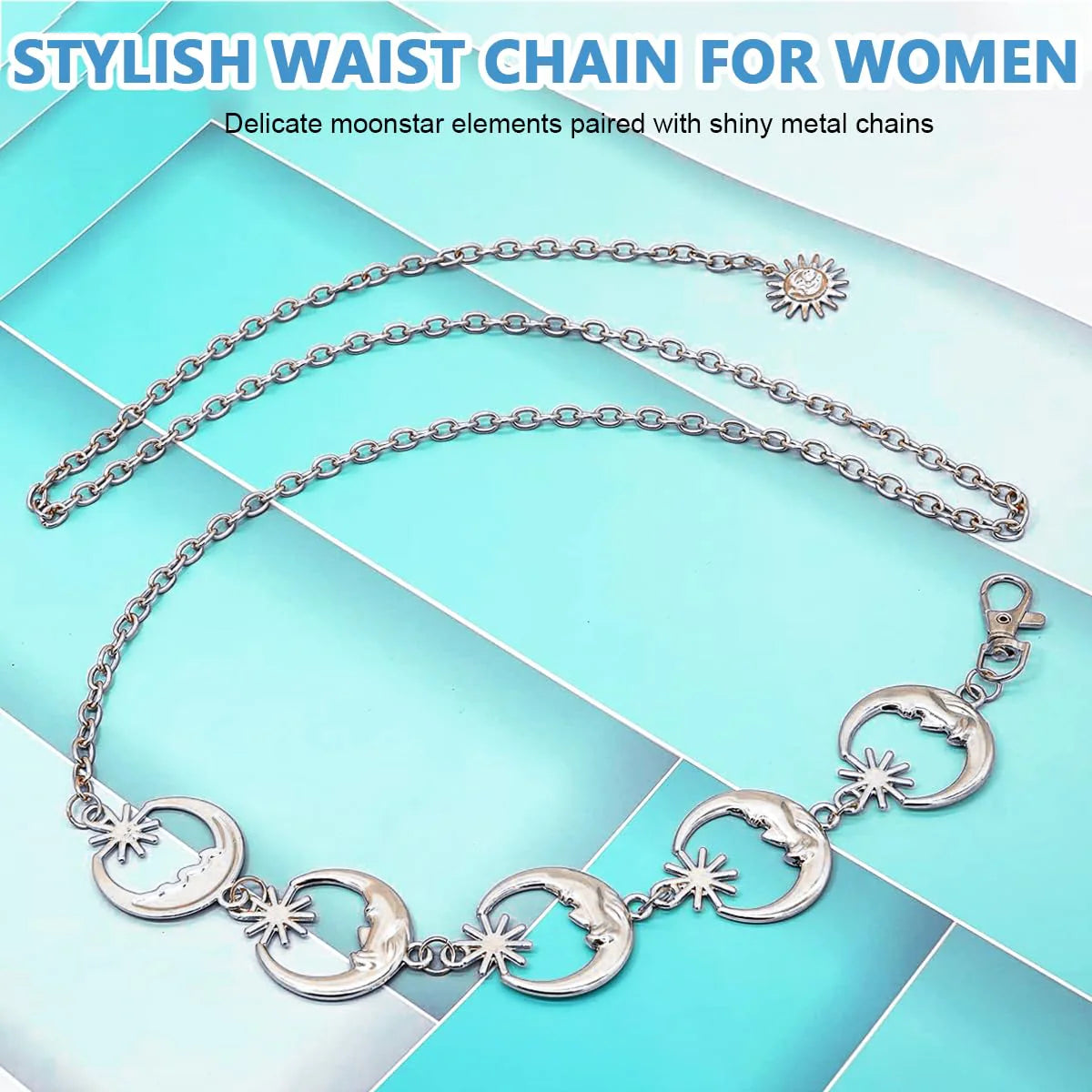 Woman Waist Belt Moon Star Metal Chain Belt for Women