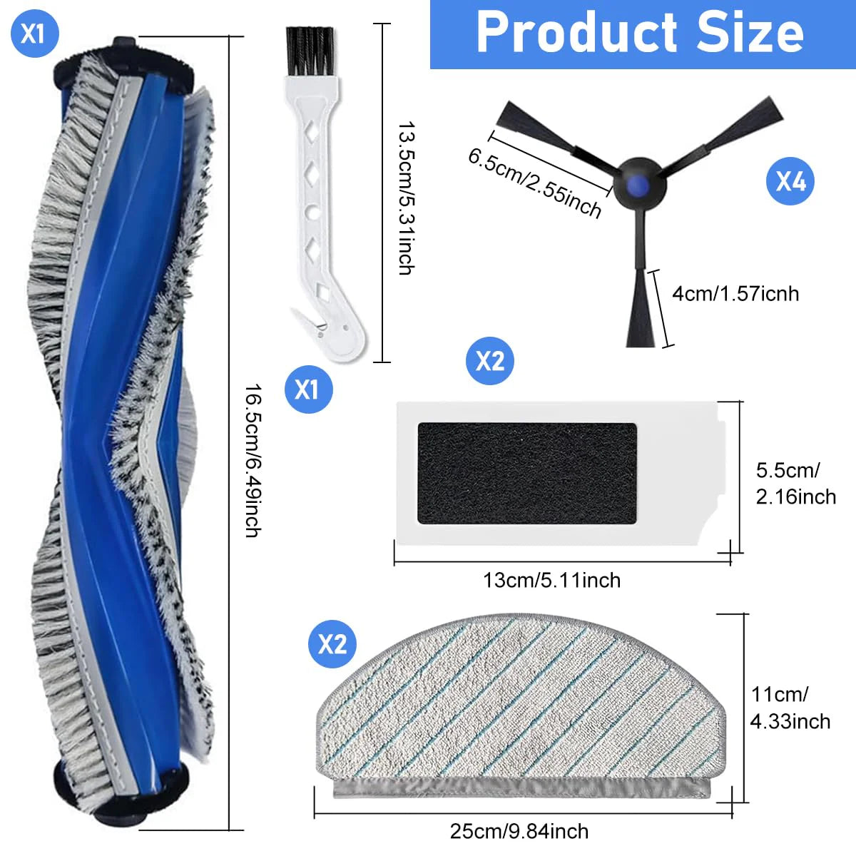 Vacuum Cleaner Accessory Kit for Ecovacs N20 Pro/N20 Robot (10Pcs)