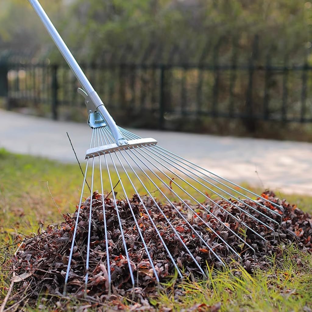 Retractable Garden Leaf Rake - Foldable Gardening Rake for Leaves