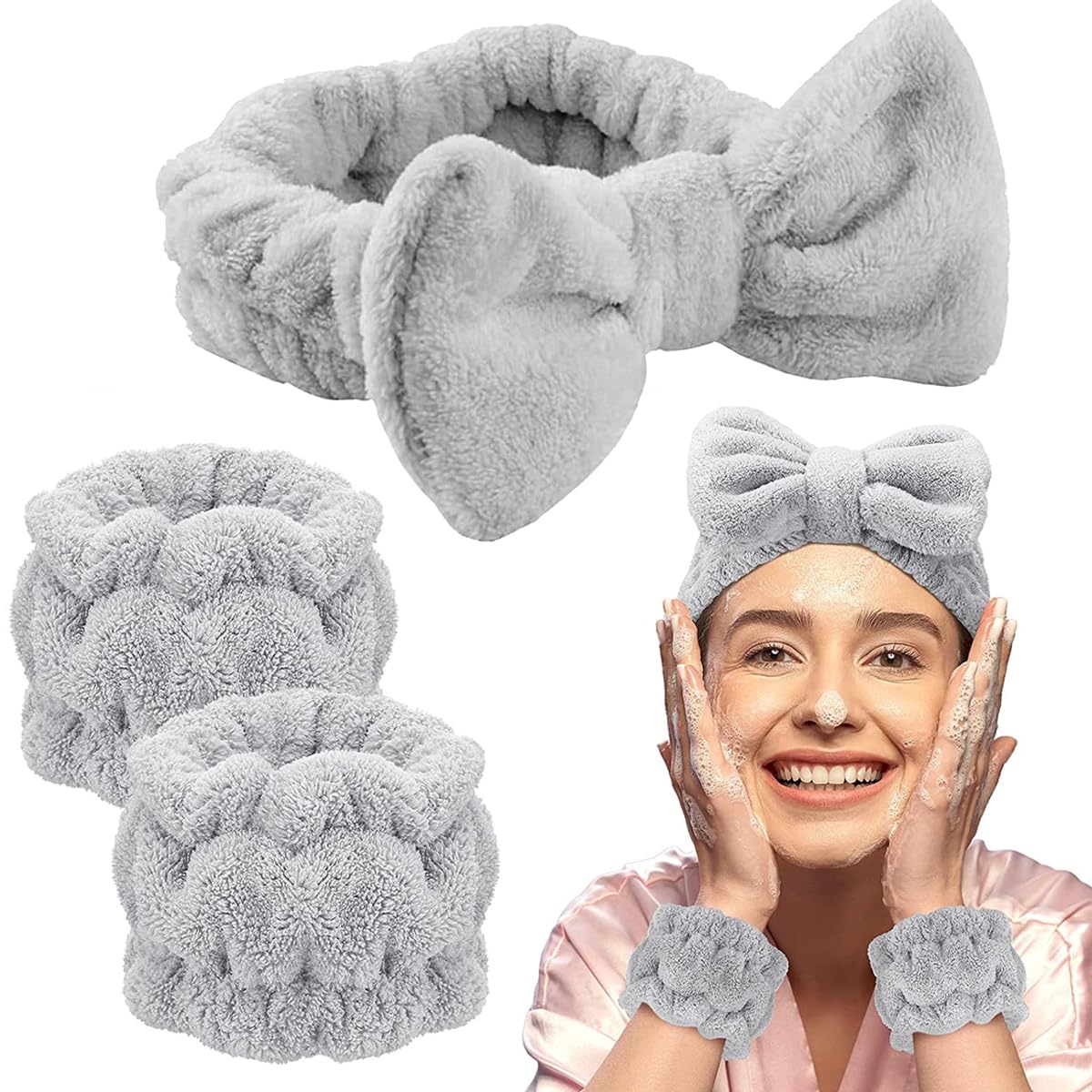 Spa Headband & Wristband Set Face Wash Towel