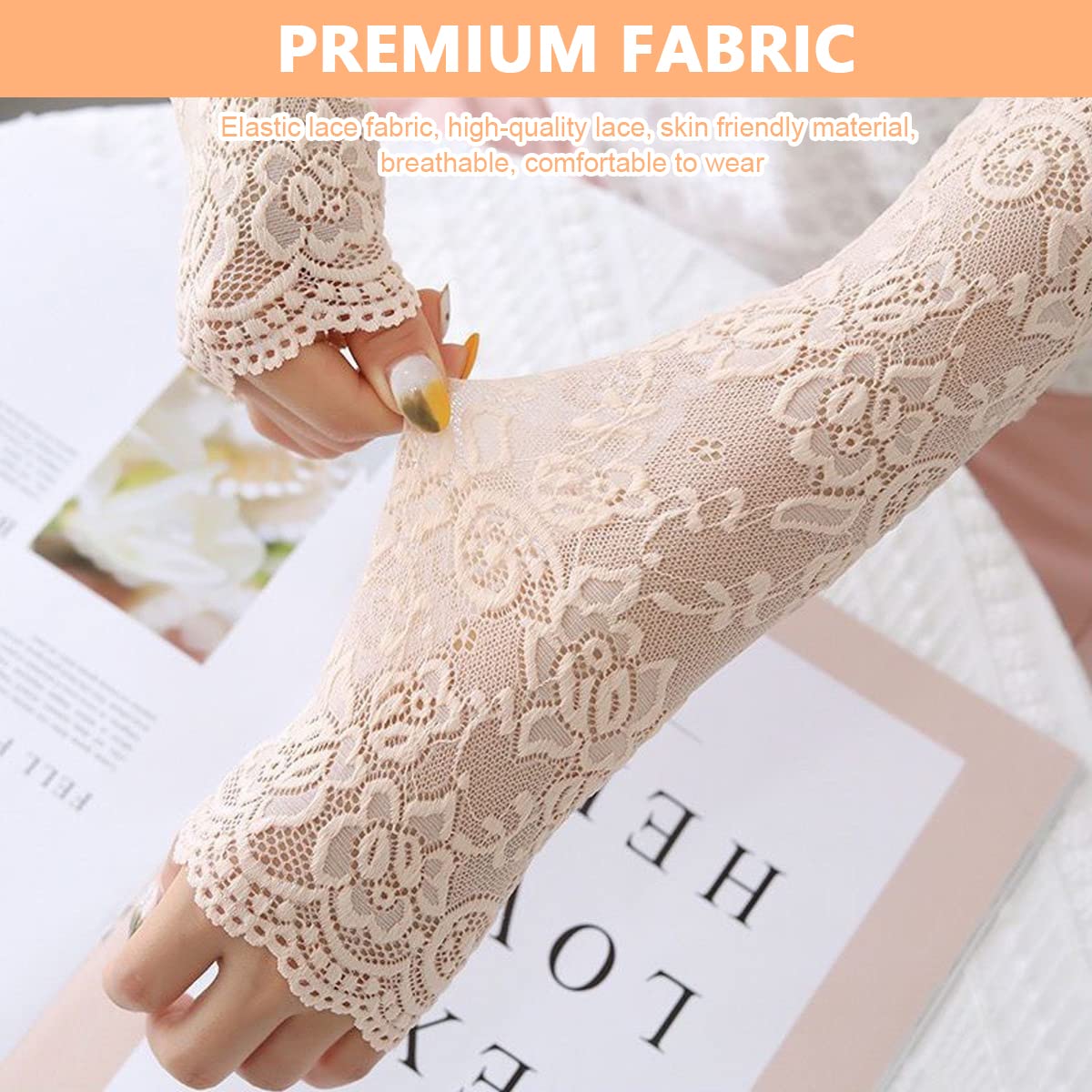 Floral Lace Cooling Arm Sleeves UV Protection for Women