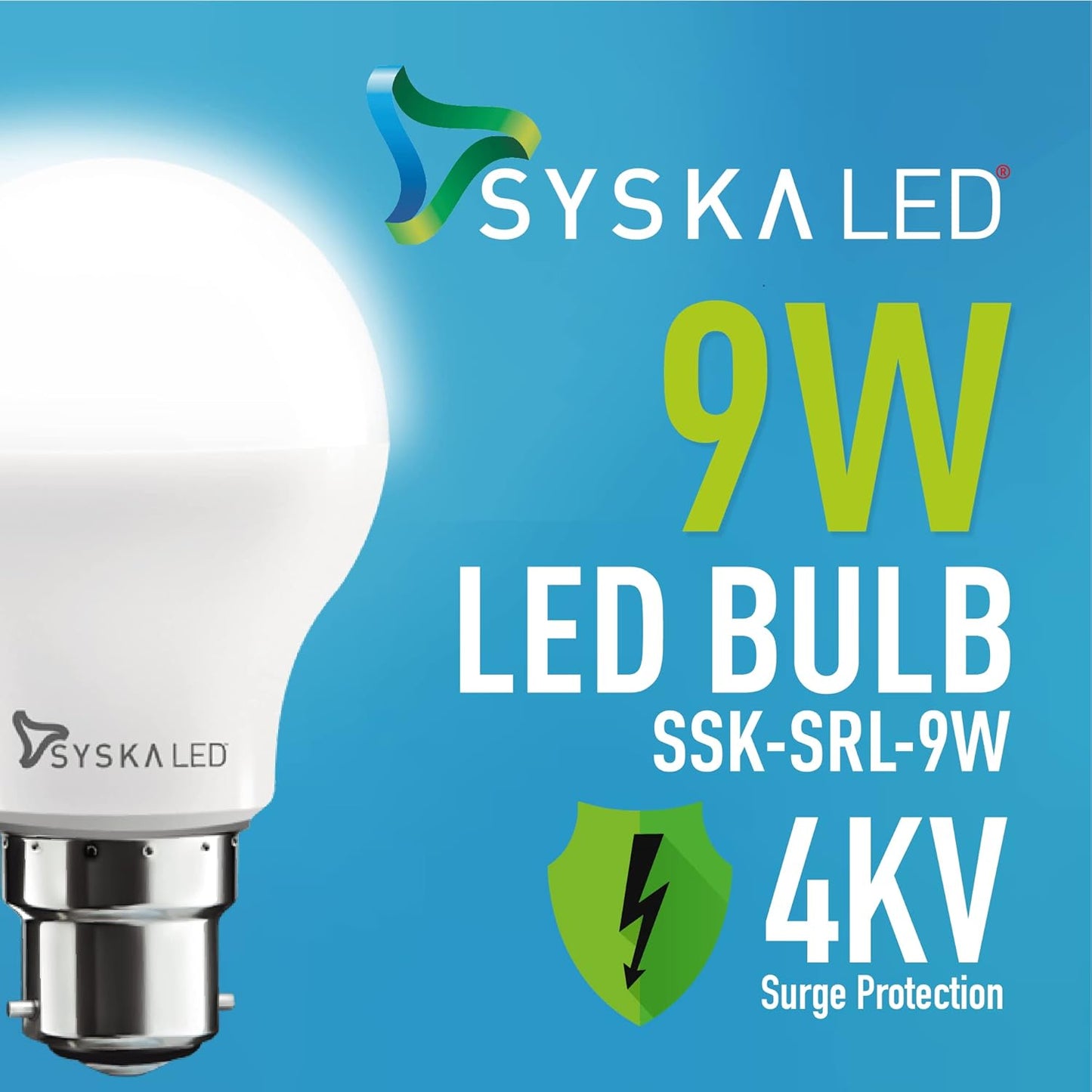 Syska SSK-SRL Base B22 9-Watt LED Bulb (Pack of 10, Cool White)